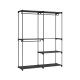SONGMICS T�jgarderobe, B�rbart skab, T�jstativ, 43 x 138 x 182 cm, 3 b�jlest�nger og hylder, Stor kapacitet til sovev�relse, stue, vaskerum, sort RYG025B02