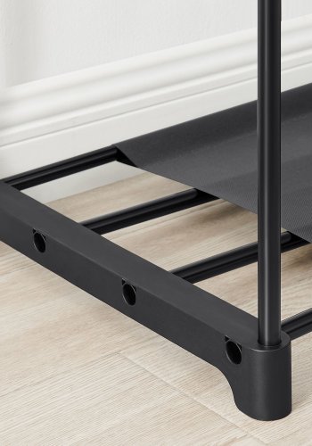 SONGMICS T�jgarderobe, B�rbart skab, T�jstativ, 43 x 138 x 182 cm, 3 b�jlest�nger og hylder, Stor kapacitet til sovev�relse, stue, vaskerum, sort RYG025B02