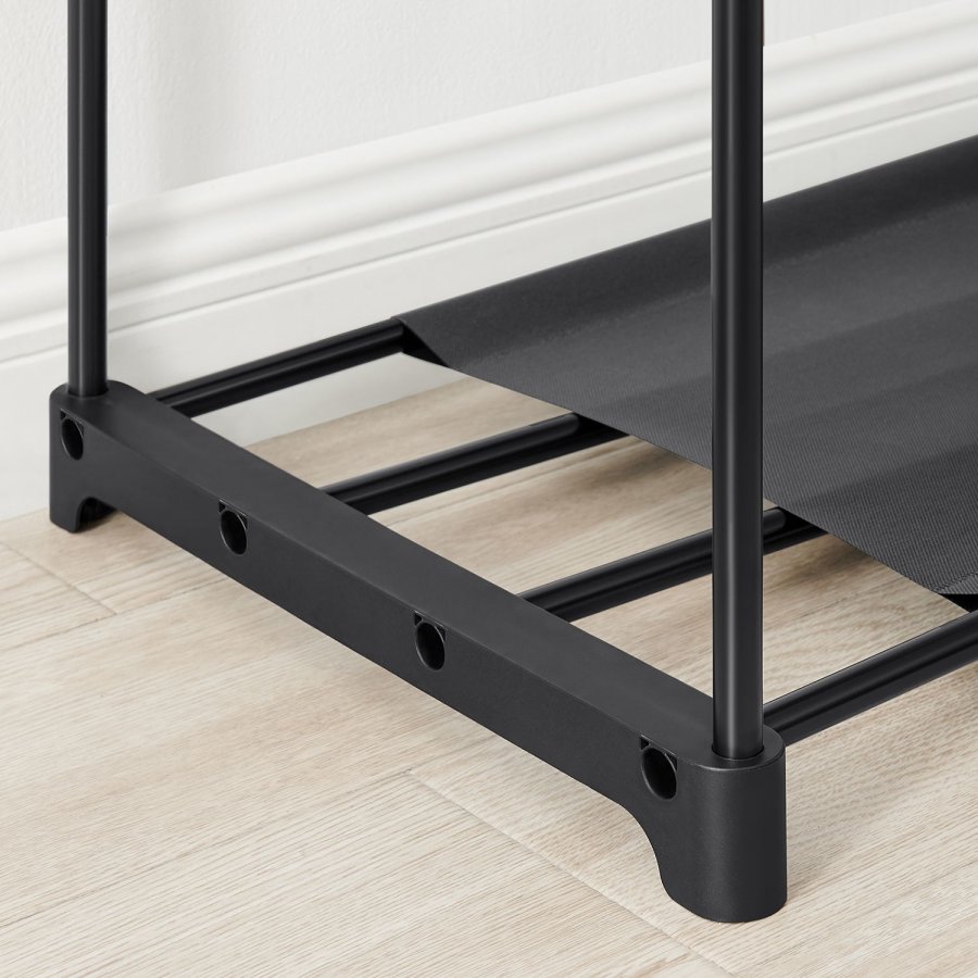 SONGMICS T�jgarderobe, B�rbart skab, T�jstativ, 43 x 138 x 182 cm, 3 b�jlest�nger og hylder, Stor kapacitet til sovev�relse, stue, vaskerum, sort RYG025B02