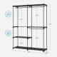 SONGMICS T�jgarderobe, B�rbart skab, T�jstativ, 43 x 138 x 182 cm, 3 b�jlest�nger og hylder, Stor kapacitet til sovev�relse, stue, vaskerum, sort RYG025B02