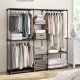 SONGMICS B�rbar �ben Garderobe, T�jstativ, Fritst�ende Garderobe med T�jstativer og Stofhylder til Sovev�relse, 43 x 182 x 182 cm Sort RYG037B02