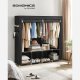 SONGMICS T�jgarderobe, B�rbart Skab, T�jorganiseringsstativ med 4 B�jleskinner, Hylder, 4 Sidelommer, 45 x 170 x 167 cm, Stor Kapacitet til Sovev�relse, Stue, Sort RYG094B02