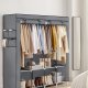 SONGMICS B�rbart Garderobeskab, Garderobeskabsorganisator med L�g, 4 B�jlest�nger og Hylder, 4 Sidelommer, 43 x 162 x 173 cm, Stor Kapacitet til Sovev�relse, Stue, Gr� URYG094G02