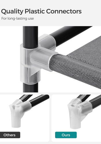 SONGMICS B�rbart Garderobeskab, Garderobeskabsorganisator med L�g, 4 B�jlest�nger og Hylder, 4 Sidelommer, 43 x 162 x 173 cm, Stor Kapacitet til Sovev�relse, Stue, Gr� URYG094G02