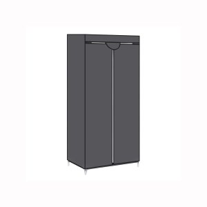 SONGMICS Stofgarderobe, Sammenklappeligt Skab med B�jlestang, Enkelt T�jstativ, Opbevaringsorganisator til Tasker, Leget�j, Sko, Stue, Sovev�relse, Garderobe, 75 x 45 x 160 cm, Gr� RYG83GY