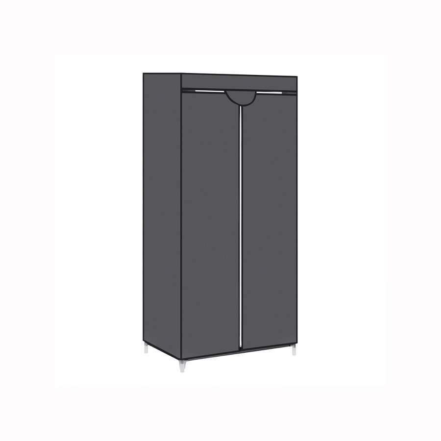 SONGMICS Stofgarderobe, Sammenklappeligt Skab med B�jlestang, Enkelt T�jstativ, Opbevaringsorganisator til Tasker, Leget�j, Sko, Stue, Sovev�relse, Garderobe, 75 x 45 x 160 cm, Gr� RYG83GY