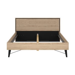 TVILUM Ry sengeramme, m. sengegavl og lamelbund - natur folie/melamin og tr (160x200)