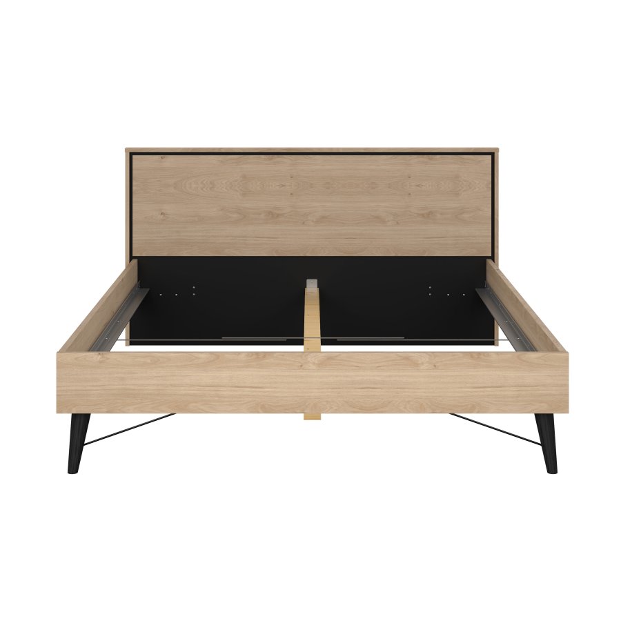 TVILUM Ry Bettgestell, mit Kopfteil und Lattenrost - Naturfolie/Melamin und Holz (160x200)