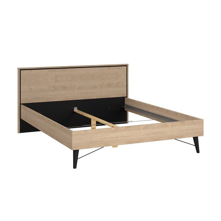TVILUM Ry Bettgestell, mit Kopfteil und Lattenrost - Naturfolie/Melamin und Holz (160x200)