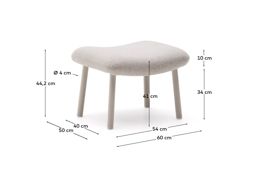 KAVE HOME Inari fotsttte i beige og stl med beige malt overflate 60 x 50 cm FSC Mix Credit