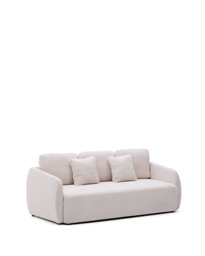 KAVE HOME Laira 3-pers. sovesofa - ecru chenillestoff (225 cm)