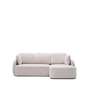 KAVE HOME Laira 3 pers. sovesofa, m. hjre chaiselong - ecru chenille stof (246cm)
