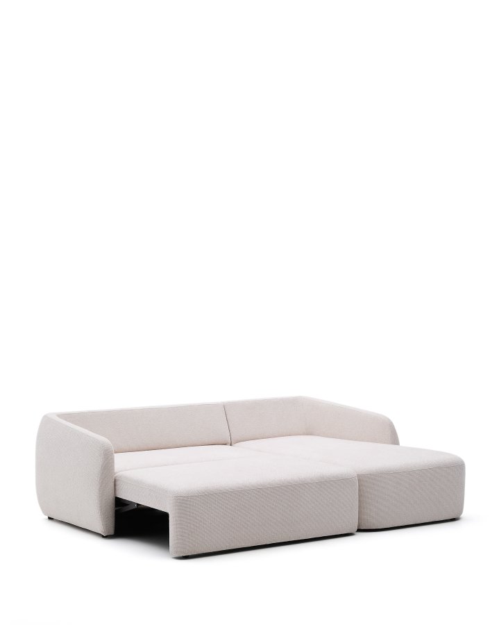 KAVE HOME Laira 3-seters sovesofa, med sjeselong til hyre - ecru chenillestoff (246 cm)