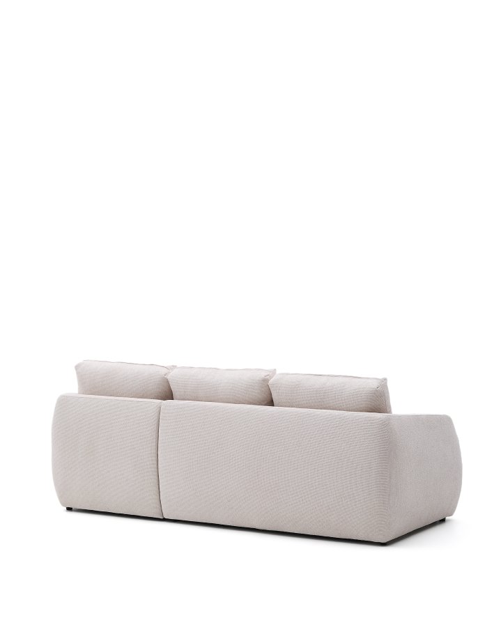 KAVE HOME Laira 3-seters sovesofa, med sjeselong til hyre - ecru chenillestoff (246 cm)