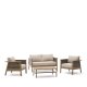 KAVE HOME Alabe-sett bestende av en 2-seters sofa, 2 lenestoler og et salongbord i FSC 100 % ac
