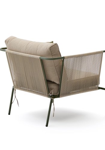 KAVE HOME Zivia utendrs lenestol i ecru tau og grnt galvanisert stl