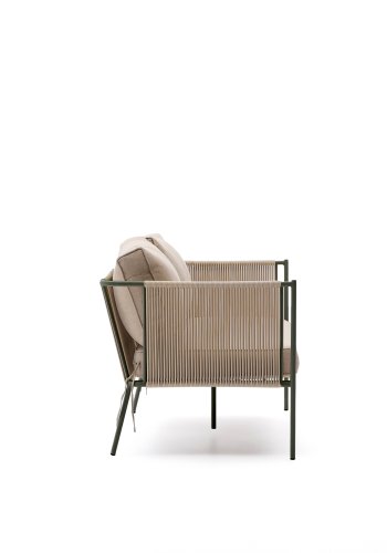 KAVE HOME Zivia utendrs 2-seters sofa i ecru tau og grnt galvanisert stl 178 cm