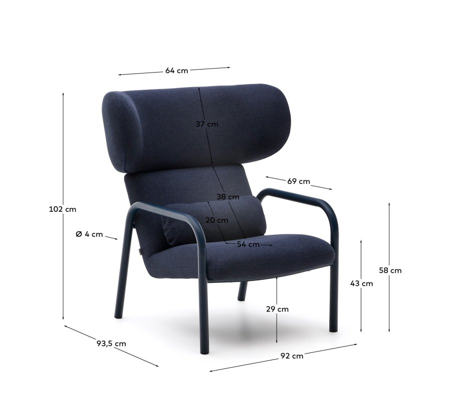 KAVE HOME Inari lenestol i bl med beige lakkert stlfinish FSC Mix Credit