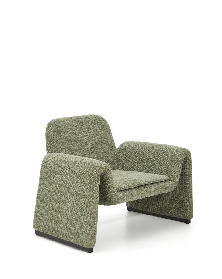 KAVE HOME Melvia l�nestol, m. arml�n - gr�n chenille stof