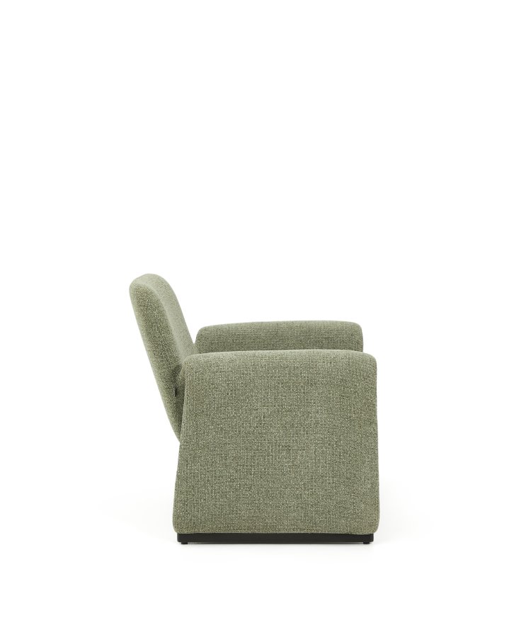 KAVE HOME Melvia l�nestol, m. arml�n - gr�n chenille stof