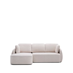 KAVE HOME Laira 3 pers. sovesofa, m. venstre chaiselong - ecru chenille stof (246cm)