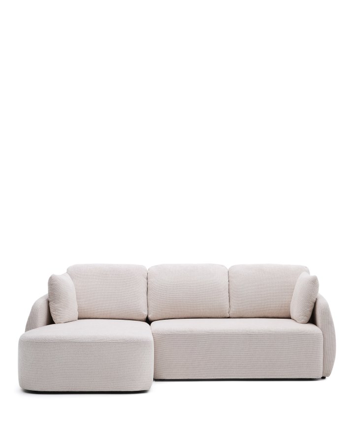 KAVE HOME Laira 3-seters sovesofa, med venstre sjeselong - ecru chenillestoff (246 cm)