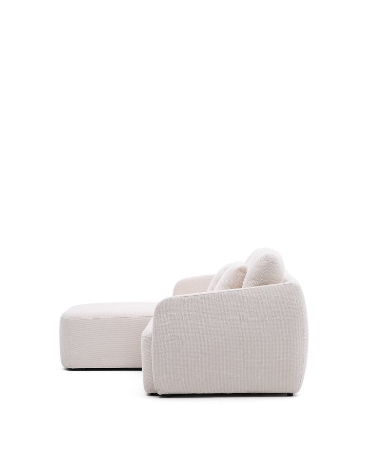 KAVE HOME Laira 3-seters sovesofa, med venstre sjeselong - ecru chenillestoff (246 cm)