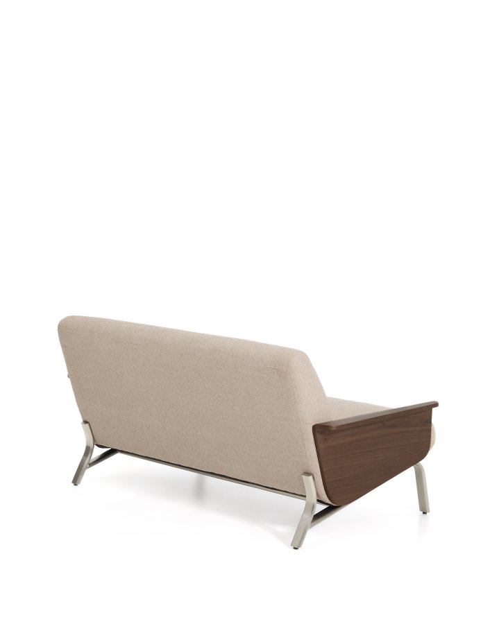 KAVE HOME Amsen 2 pers. sofa - lysebrun chenille, valn�ddekrydsfiner, b�rstet rustfrit st�l (150cm)