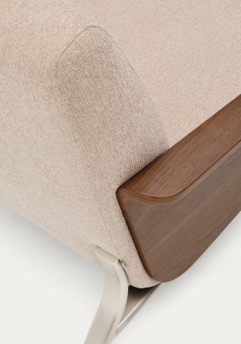 KAVE HOME Amsen 2 pers. sofa - lysebrun chenille, valn�ddekrydsfiner, b�rstet rustfrit st�l (150cm)