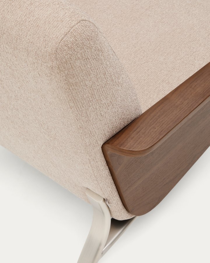 KAVE HOME Amsen 2 pers. sofa - lysebrun chenille, valn�ddekrydsfiner, b�rstet rustfrit st�l (150cm)