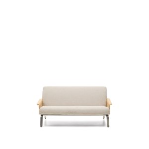 KAVE HOME Amsen 2 pers. sofa - beige chenille, egetr�skrydsfiner, b�rstet rustfrit st�l (150cm)