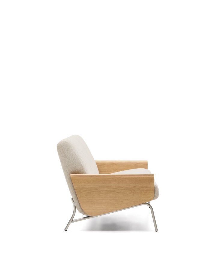 KAVE HOME Amsen 2 pers. sofa - beige chenille, egetr�skrydsfiner, b�rstet rustfrit st�l (150cm)