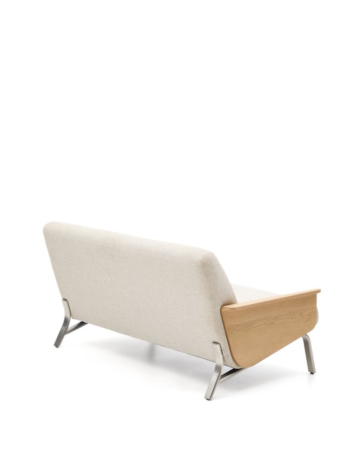 KAVE HOME Amsen 2 pers. sofa - beige chenille, egetr�skrydsfiner, b�rstet rustfrit st�l (150cm)