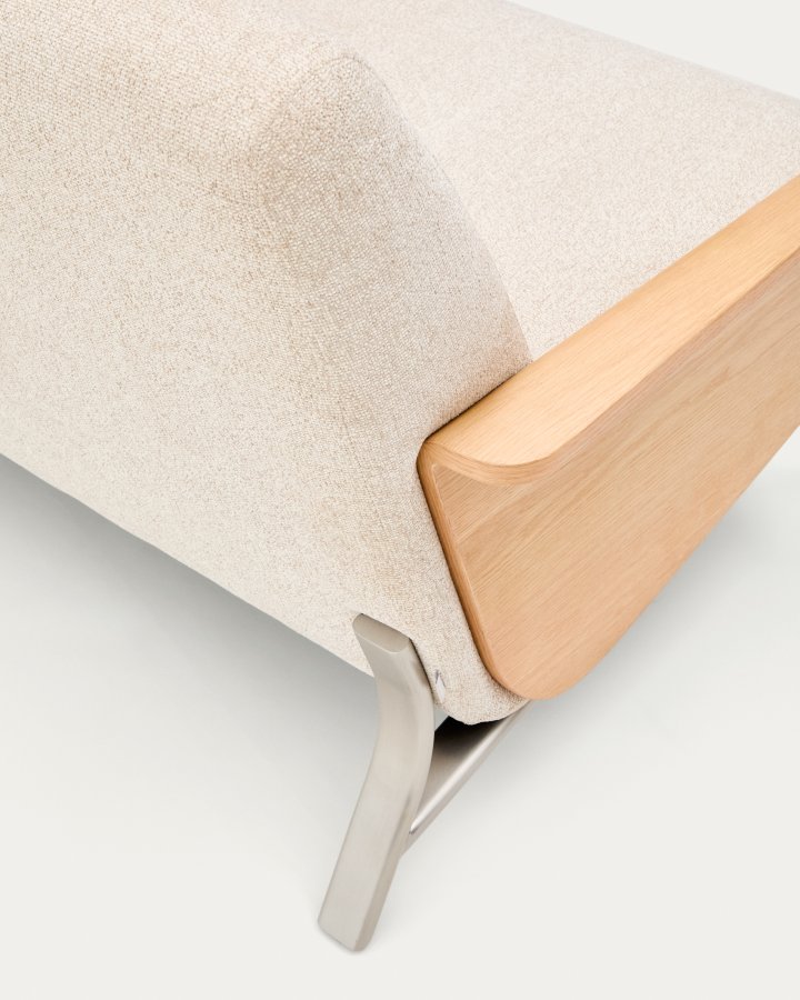 KAVE HOME Amsen 2 pers. sofa - beige chenille, egetr�skrydsfiner, b�rstet rustfrit st�l (150cm)