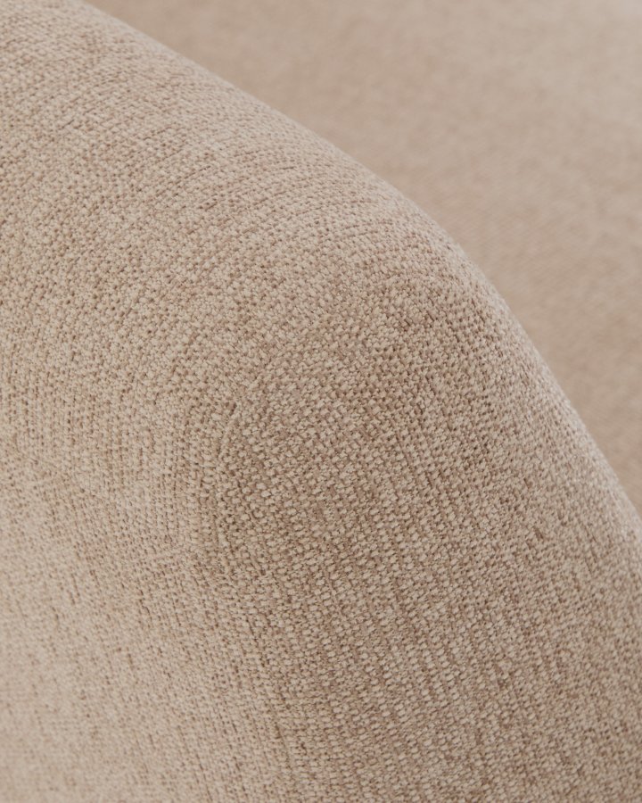 KAVE HOME Amsen 3 pers. sofa - lysebrun chenille, valn�ddekrydsfiner, b�rstet rustfrit st�l (190cm)