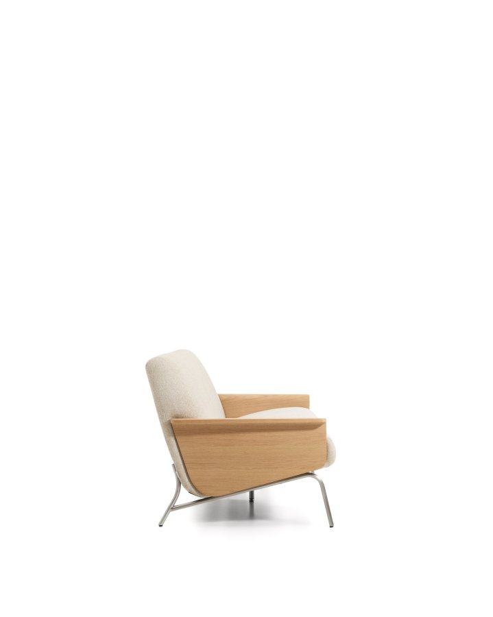 KAVE HOME Amsen 3 pers. sofa - beige chenille, egetr�skrydsfiner, b�rstet rustfrit st�l (190cm)