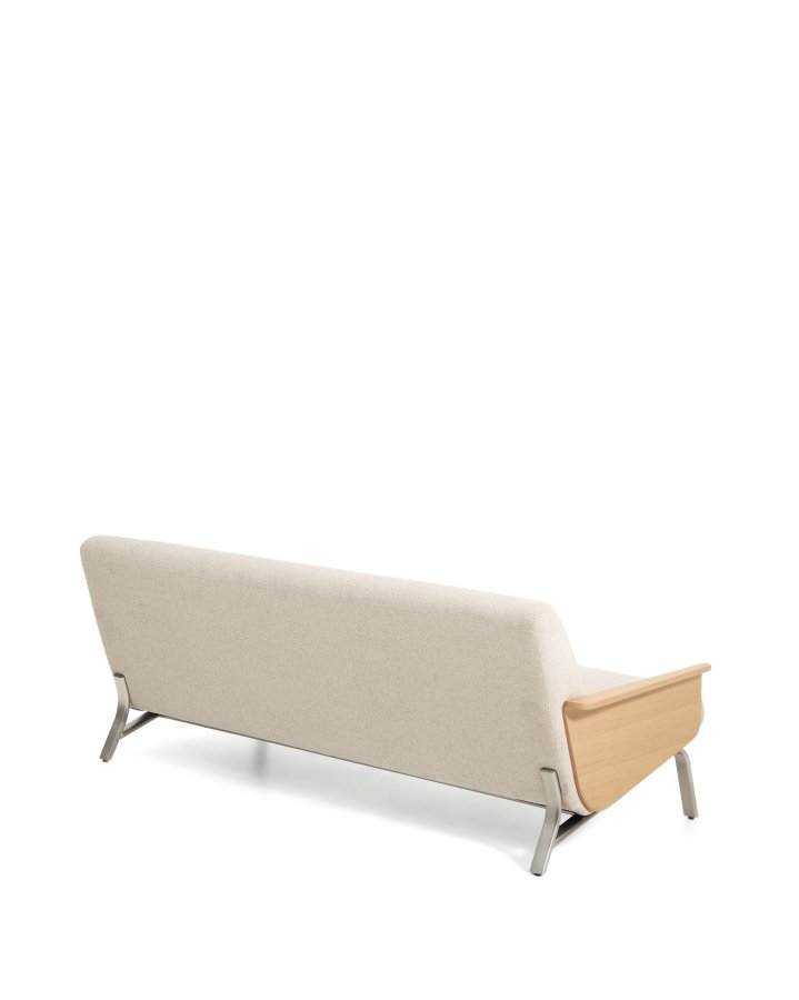 KAVE HOME Amsen 3 pers. sofa - beige chenille, egetr�skrydsfiner, b�rstet rustfrit st�l (190cm)