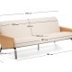 KAVE HOME Amsen 3 pers. sofa - beige chenille, egetr�skrydsfiner, b�rstet rustfrit st�l (190cm)