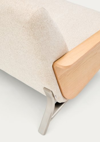 KAVE HOME Amsen 3 pers. sofa - beige chenille, egetr�skrydsfiner, b�rstet rustfrit st�l (190cm)