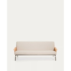 KAVE HOME Amsen 3 pers. sofa - beige chenille, egetr�skrydsfiner, b�rstet rustfrit st�l (190cm)