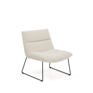 KAVE HOME Asen l�nestol - beige chenille og sort st�l