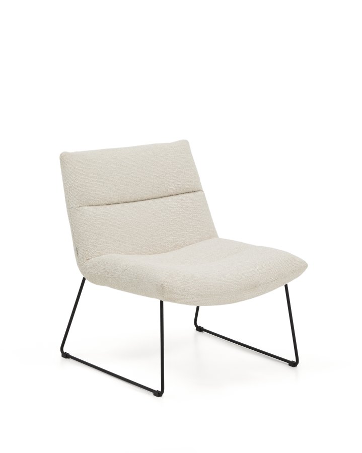 KAVE HOME Asen l�nestol - beige chenille og sort st�l