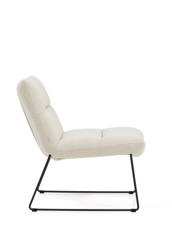 KAVE HOME Asen l�nestol - beige chenille og sort st�l