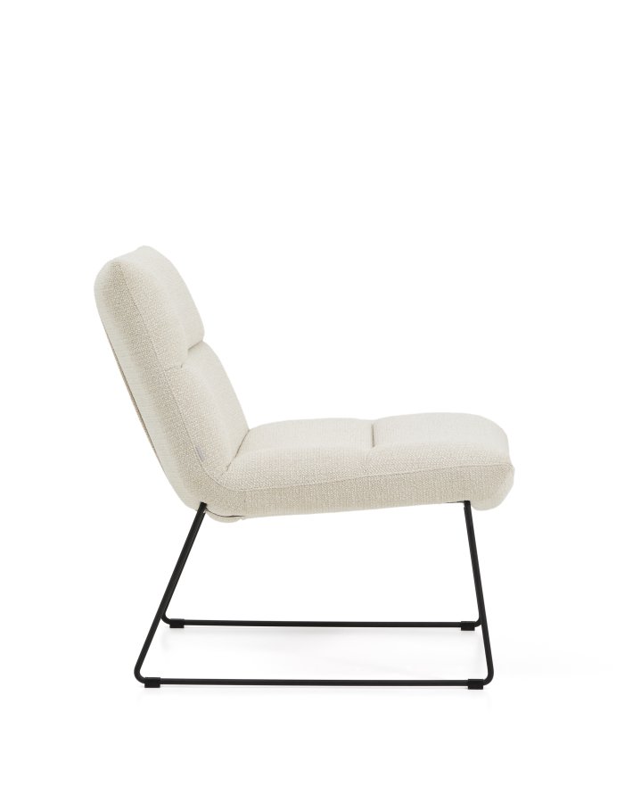 KAVE HOME Asen l�nestol - beige chenille og sort st�l