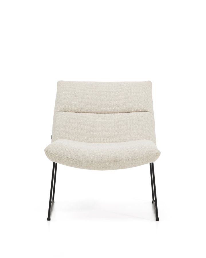 KAVE HOME Asen l�nestol - beige chenille og sort st�l