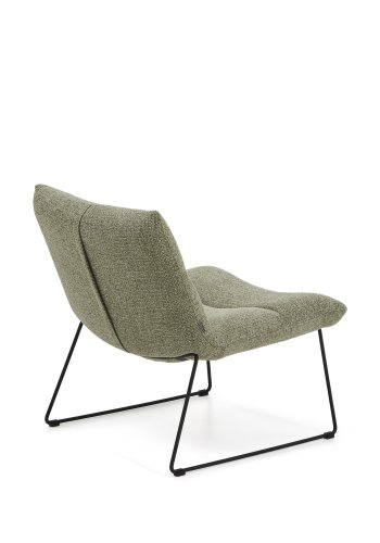 KAVE HOME Asen l�nestol - gr�n chenille og sort st�l