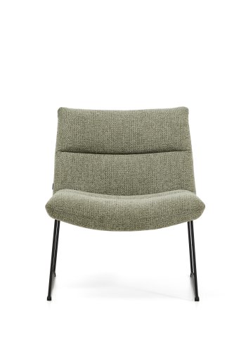 KAVE HOME Asen l�nestol - gr�n chenille og sort st�l