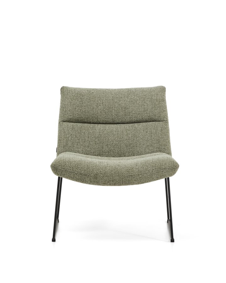 KAVE HOME Asen l�nestol - gr�n chenille og sort st�l