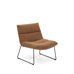 KAVE HOME Asen l�nestol - terrakotta chenille og sort st�l