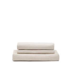 KAVE HOME Zenira sofabetrk til 3 pers. sofa - beige bomuld og hr (230cm)